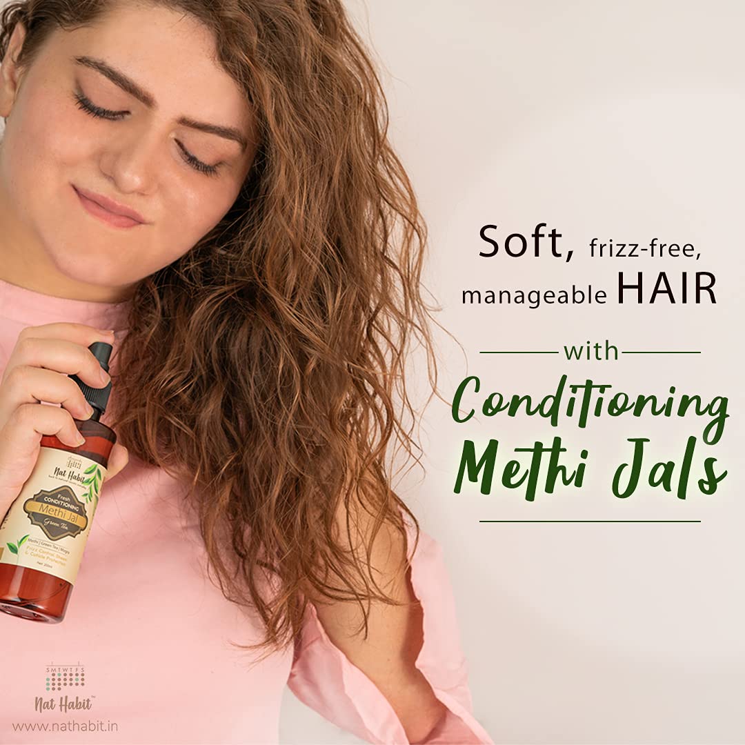 Nat Habit Rosemary Water Conditioning Methi Jal - Hair Serum, Hair Spray For Hair Growth, Hairfall Control, Smoothening, Softening With Apple Cider Vinegar,Methi, Rosemary & Sage 200ml