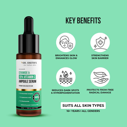 Dr. Sheth's Ceramide & 15% Vitamin C Serum for Brightening & Repair 30ml