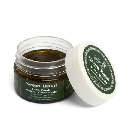 Rustic Art Neem Basil Face Wash Concentrate | Acne & Pimple Control | Deep Cleansing 3X Long Lasting Gel | Organic & Herbal | Sulphate & Paraben Free | Best for Oily & Acne-Prone Skin | 50g