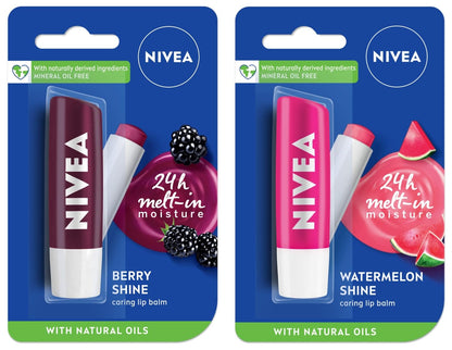 NIVEA Lip Balm, Fruity Berry Shine, 4.8gm, Purple