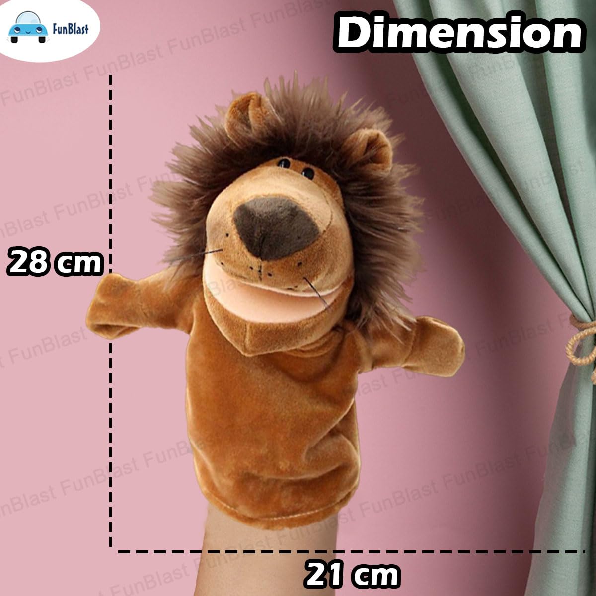 FunBlast Animals Hand Puppet – Plush Puppet with Movable Open Mouth, Soft Puppets Toy for Storytelling, Fun Play Learning Toy (Lion)