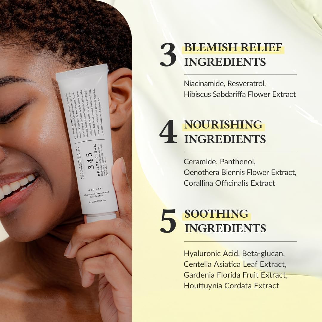 345 Relief Cream: Luxury Vegan Moisturizer for All Skin Types, 1.69 Fl Oz