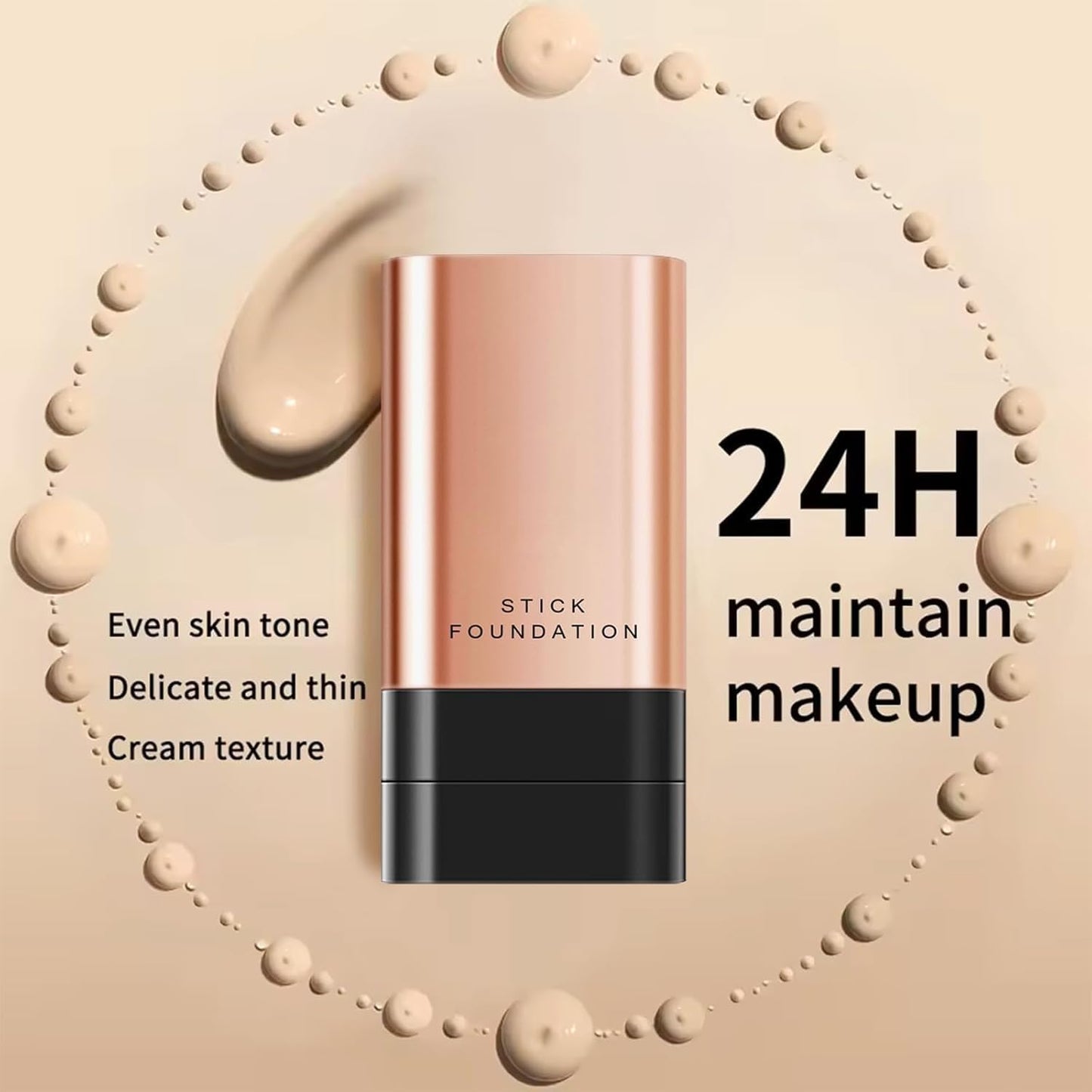 BUY3X Anti-Wrinkle Foundation Stick with Brush, Waterproof & Long-Lasting
