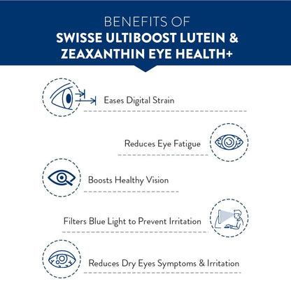 Swisse Eye Health+ with Lutein & Zeaxanthin (Manufactured in Australia) Supports Healthy Vision, Reduces Digital Strain & Fatigue From High Screen Time - 30 Tablets