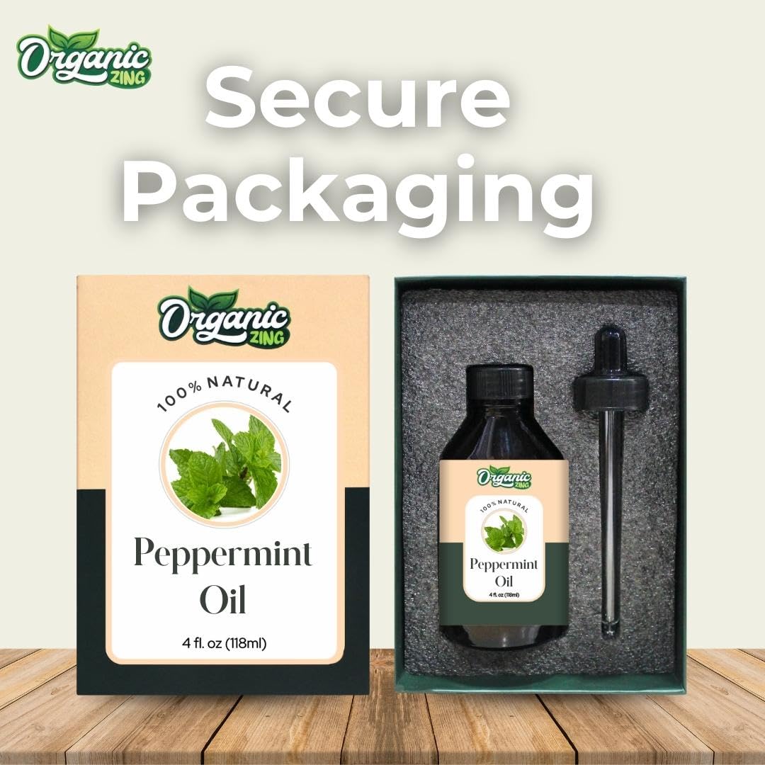 Organic Zing Peppermint (Mentha piperita) Essential Oil Pure & Natural for Skin, Face, Massage, Aromatherapy, Diffuser