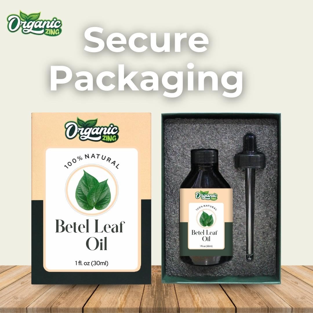 Organic Zing Betel Leaf (Piper betle) Oil | Pure & Natural Essential Oil for Skincare, Hair Care, Aroma & Diffusers