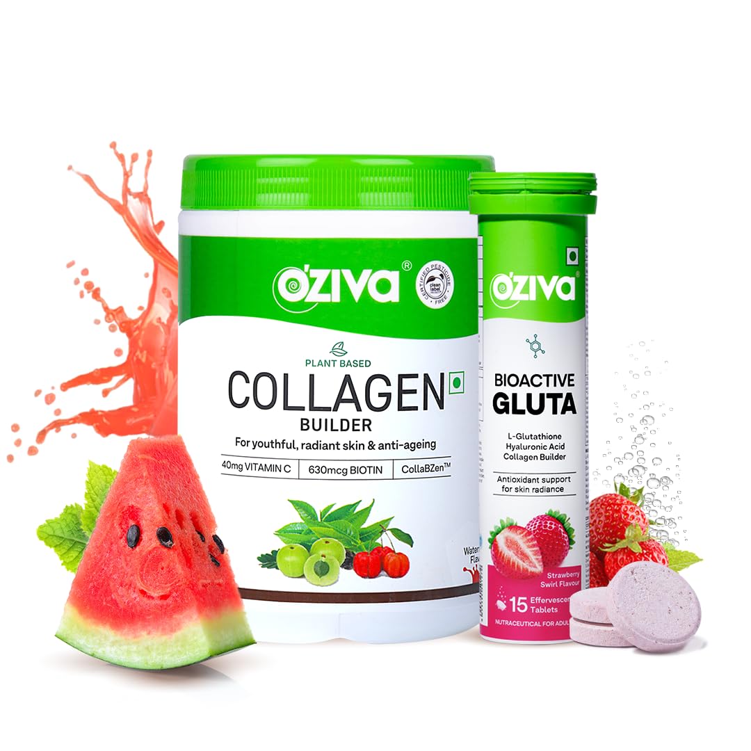 OZiva Phyto Ceramides+ Collagen Builder | For Mositure Retention, Barrier Repair & Hydration Boost | With Suran Extracts, CollabZen & SesZen-Bio | Blueberry Flavour