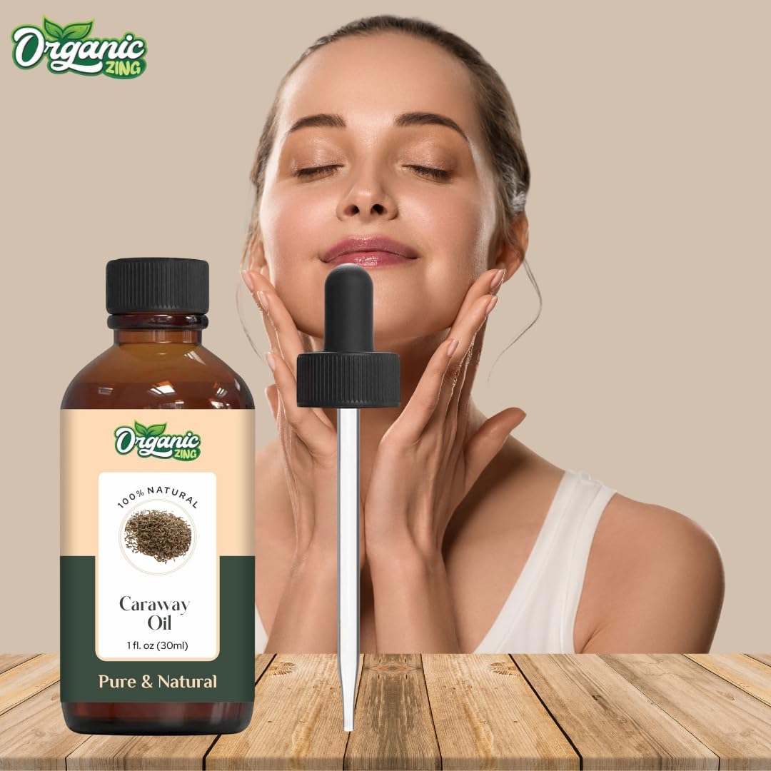 Organic Zing Caraway (Carum carvi) Oil | Pure & Natural Essential Oil for Skincare, Hair Care, Aroma & Diffuser