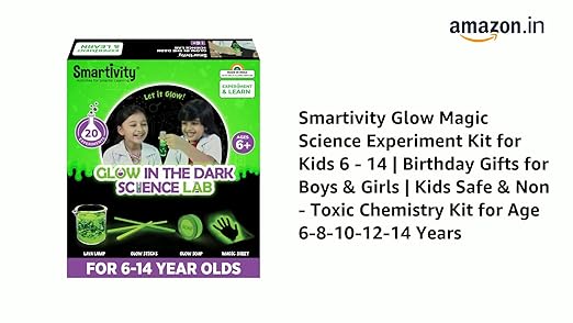 Smartivity Glow Magic Science Kit for Kids Ages 6-8-10-12 Years | 20 Amazing Glow in The Dark Science Experiments I Birthday Gifts for Boys & Girls 6,7,8,9,10,11,12, Years Old Glow in the Dark Science Kit