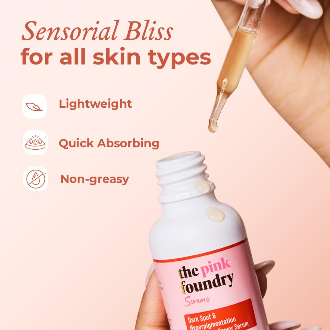 The Pink Foundry Dark Spot & Hyperpigmentation Serum with 3% Tranexamic Acid 2% Alpha Arbutin 3% Niacinamide | Fades Appearance of Acne Marks | All Skin Types | For Men & Women | Lightweight & Fast Absorbing | 30ml
