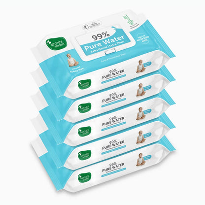 Mother Sparsh 99% Pure Water (Unscented) Baby Wipes with Lid I Natural Plant made cloth - Super thick Wet Wipes I 72 pcs/pack - Pack of 2 (Super Saver Pack)