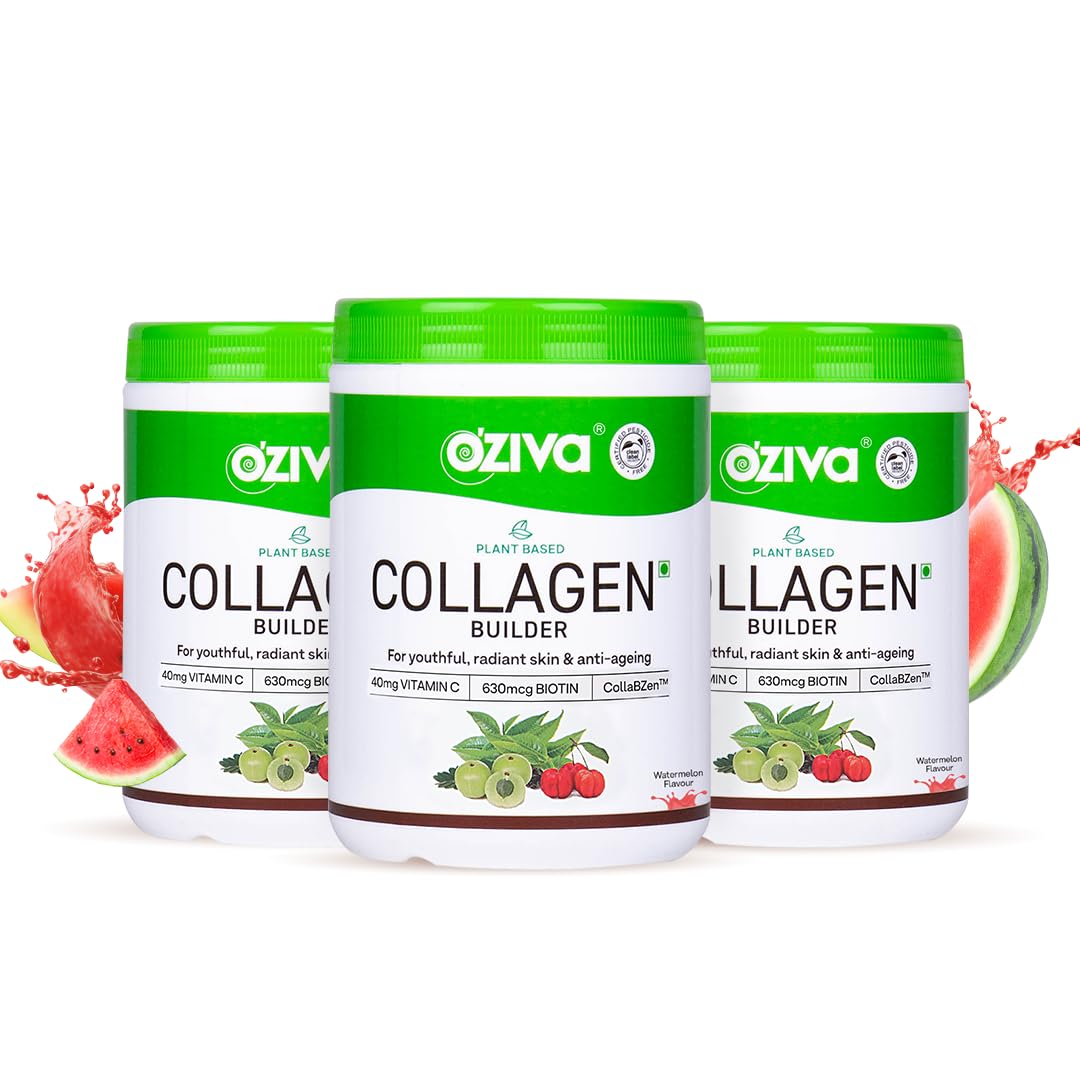 OZiva Phyto Ceramides+ Collagen Builder | For Mositure Retention, Barrier Repair & Hydration Boost | With Suran Extracts, CollabZen & SesZen-Bio | Blueberry Flavour