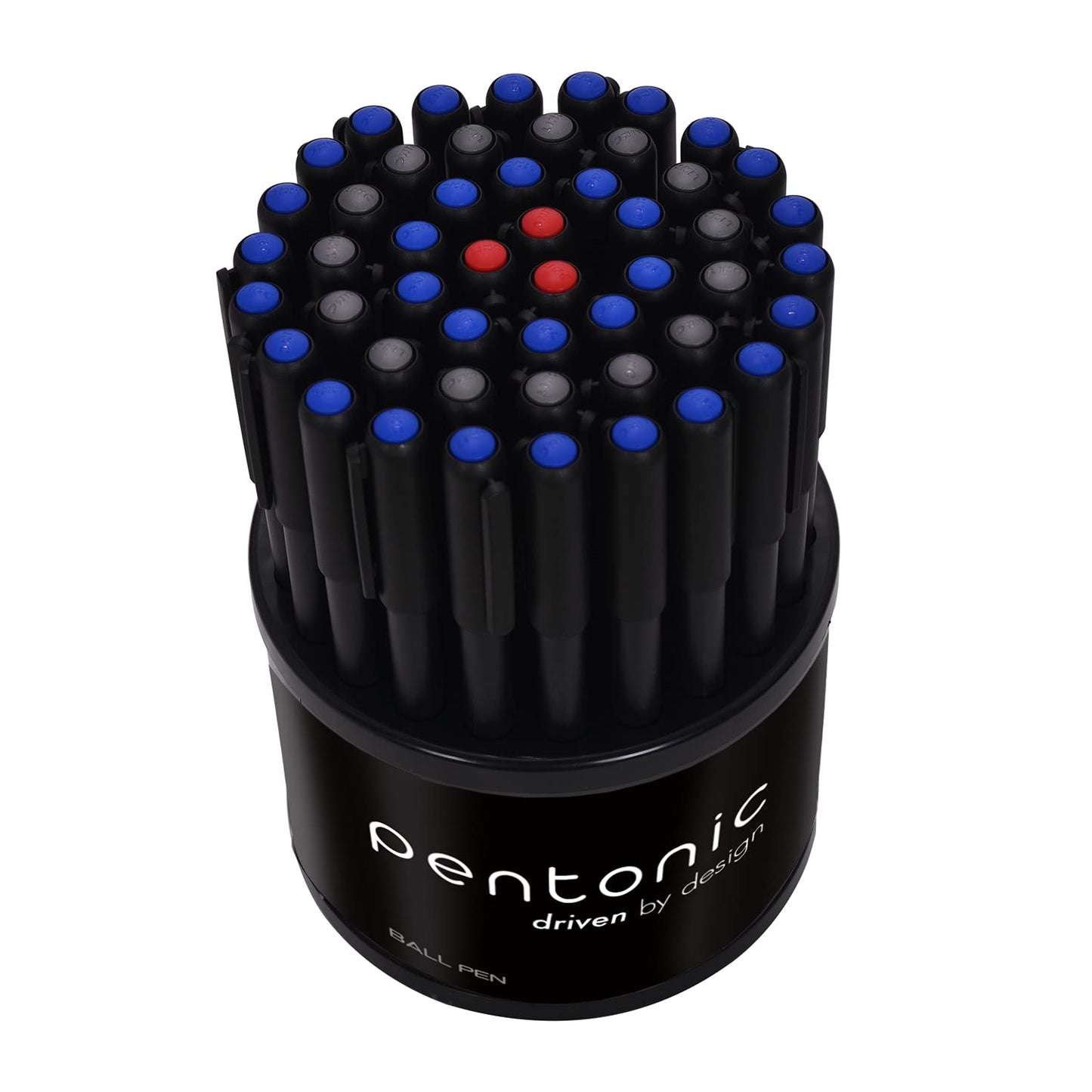 Pentonic 0.7mm Ball Point Pen Tumbler Pack | Black Body | Blue, Black & Red Ink | Pack of 50 Pens