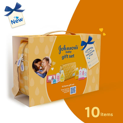 Johnson's Baby Gift Pack with Travel Kit - Newborn Essentials, 10 Items