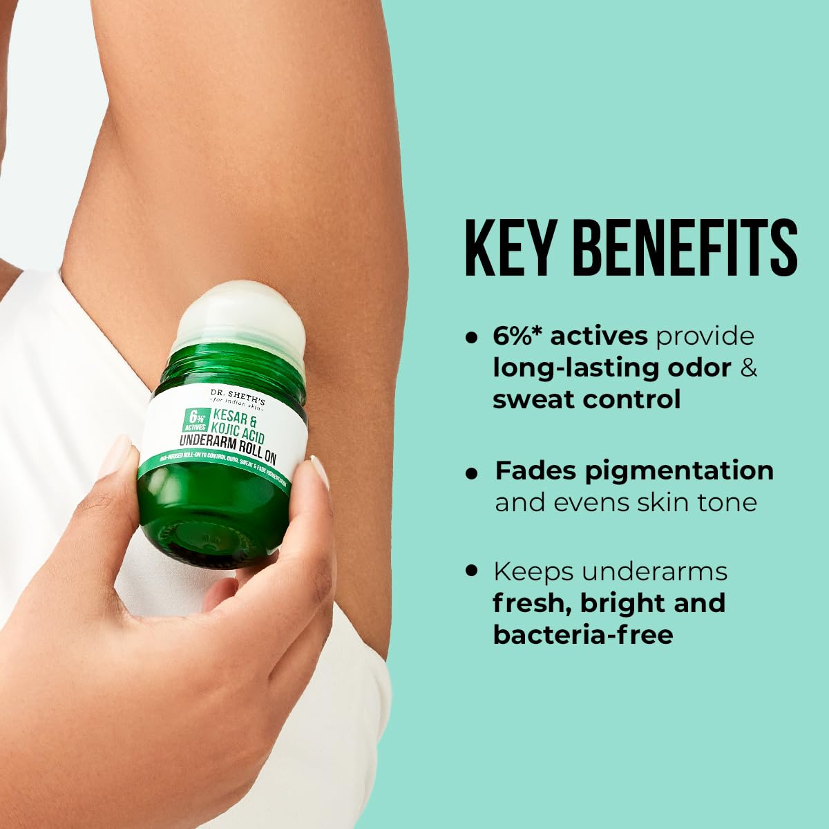 Dr. Sheth's Luxury Underarm Roll-On with AHA & Kojic Acid, 50ml