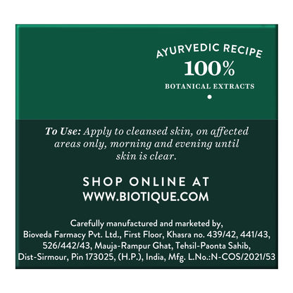 Biotique Winter Green Acne Spot Cream 15g - Luxury Blemish Control