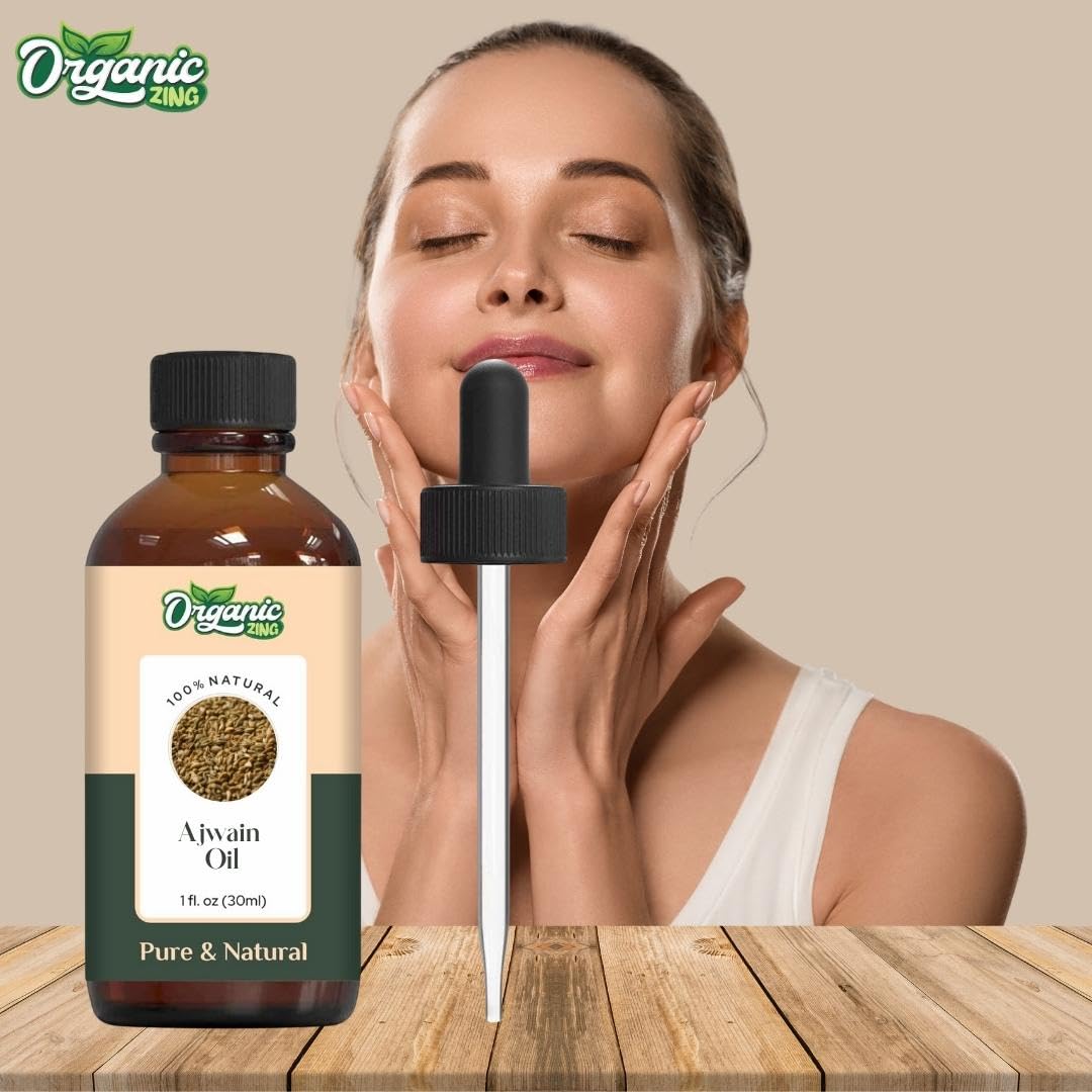 Organic Zing Ajwain (Trachyspermum Ammi) Oil | Pure & Natural Essential Oil for Skincare, Hair Care & Massage