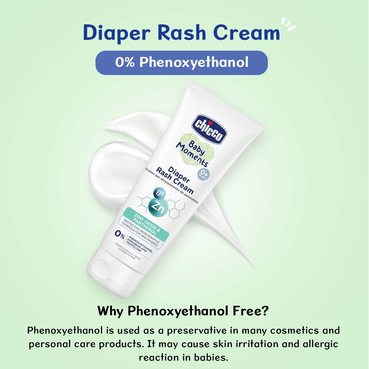 Chicco Baby Moments Diaper Rash Cream, New Advanced Triple Protection Skin Shield Formula with Natural Ingredients to Prevent Rashes & Irritation, No Phenoxyethanol & Parabens (100g)