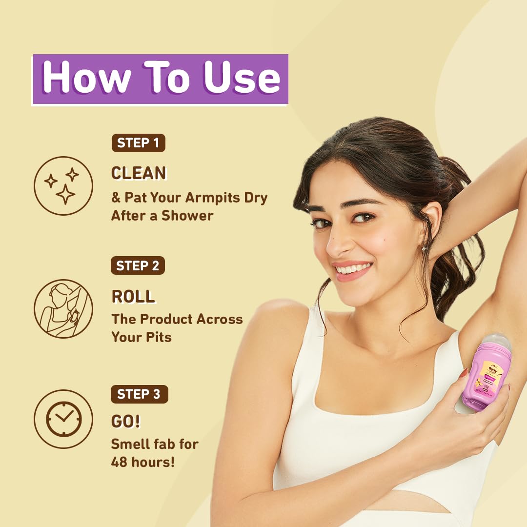 Plum Vanilla Vibes Underarm Roll-On for Women, 48H Odor Control, 50ml