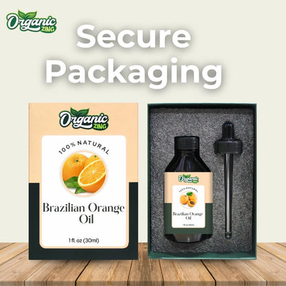 Organic Zing Brazilian Orange (Citrus sinensis) Oil | Pure & Natural Essential Oil for Skin Care, Aroma & Diffuser