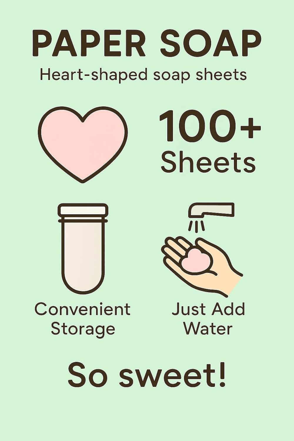 Travel Paper Soap Set - Heart Shaped Fruity Scents, Pocket-Friendly