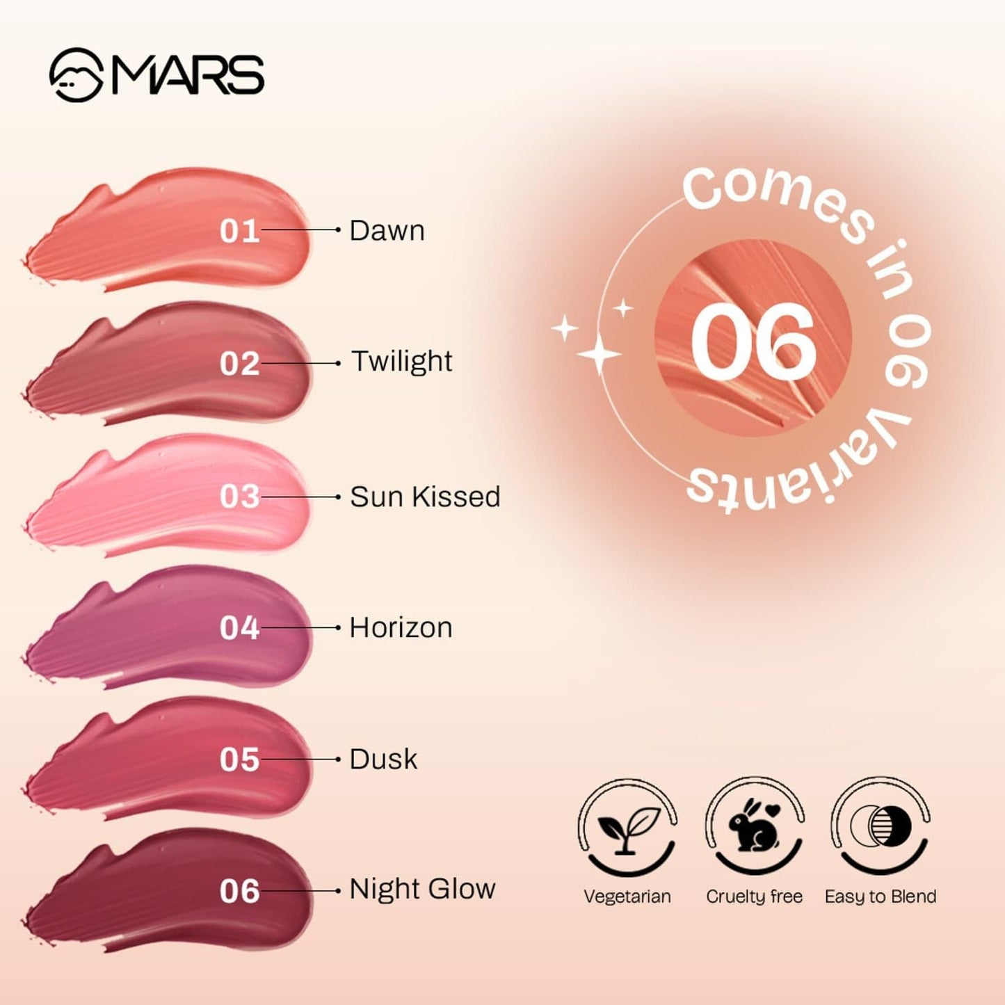 MARS Luxury Liquid Blush 12ml - Dewy Matte, Long-Lasting, Highly Pigmented