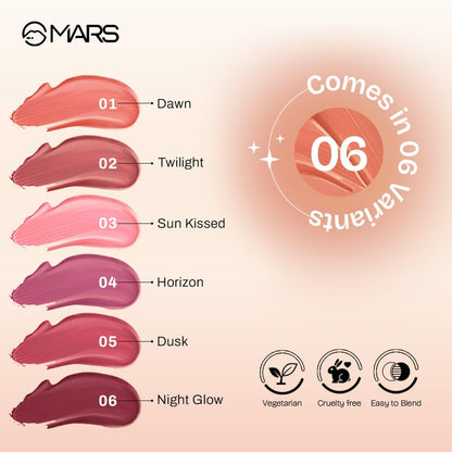 MARS Luxury Liquid Blush 12ml - Dewy Matte, Long-Lasting, Highly Pigmented