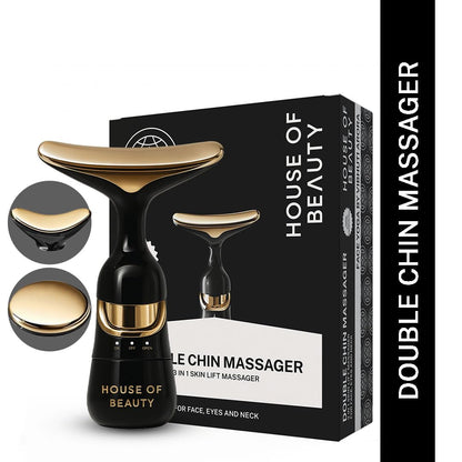 House of Beauty Double Chin Massager for Women & Men |3 in 1 Face& Jawline Lifting, Eye Puffiness, Skin Tightening | 10,000 Vibrations/Min | Anti-Ageing Face Sculpting Tool | Portable & Rechargeable