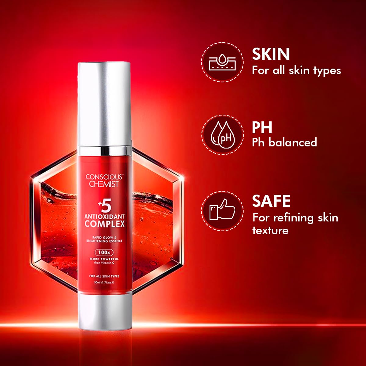 Conscious Chemist Radiant Glow Serum with Antioxidants & Retinol 50ml