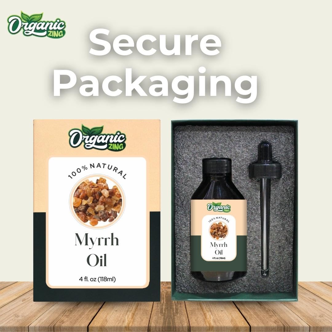 Organic Zing Myrrh Oil (Commiphora Myrrha) Oil | Pure & Natural Essential Oil for Aroma, Diffuser, Skincare & Massage