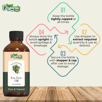 Organic Zing Tea Tree (Melaleuca Alternifolia) Oil | Pure & Natural Essential Oil for Aroma, Diffusers, Skincare & Haircare