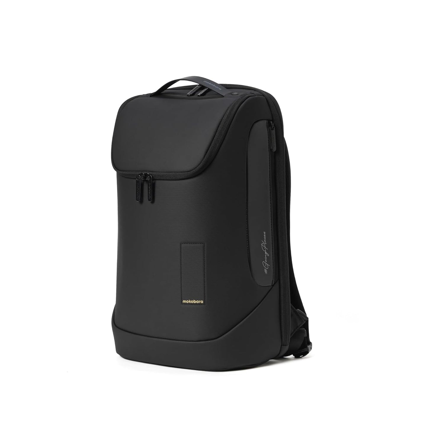 MOKOBARA Transit Backpack | Fits Laptop Up to 16 Inch, 30L Capacity, Water-Resistant Polyester, Vegan Leather Trims | Black,Money Moves - 2.0