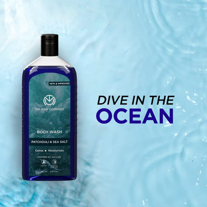 The Man Company Patchouli & Sea Salt Perfumed Body Wash For Men - 200 Ml | Shower Gel For Deep Moisturization & Smooth Skin | Enriched With Green Tea, Turmeric & Moringa Extract