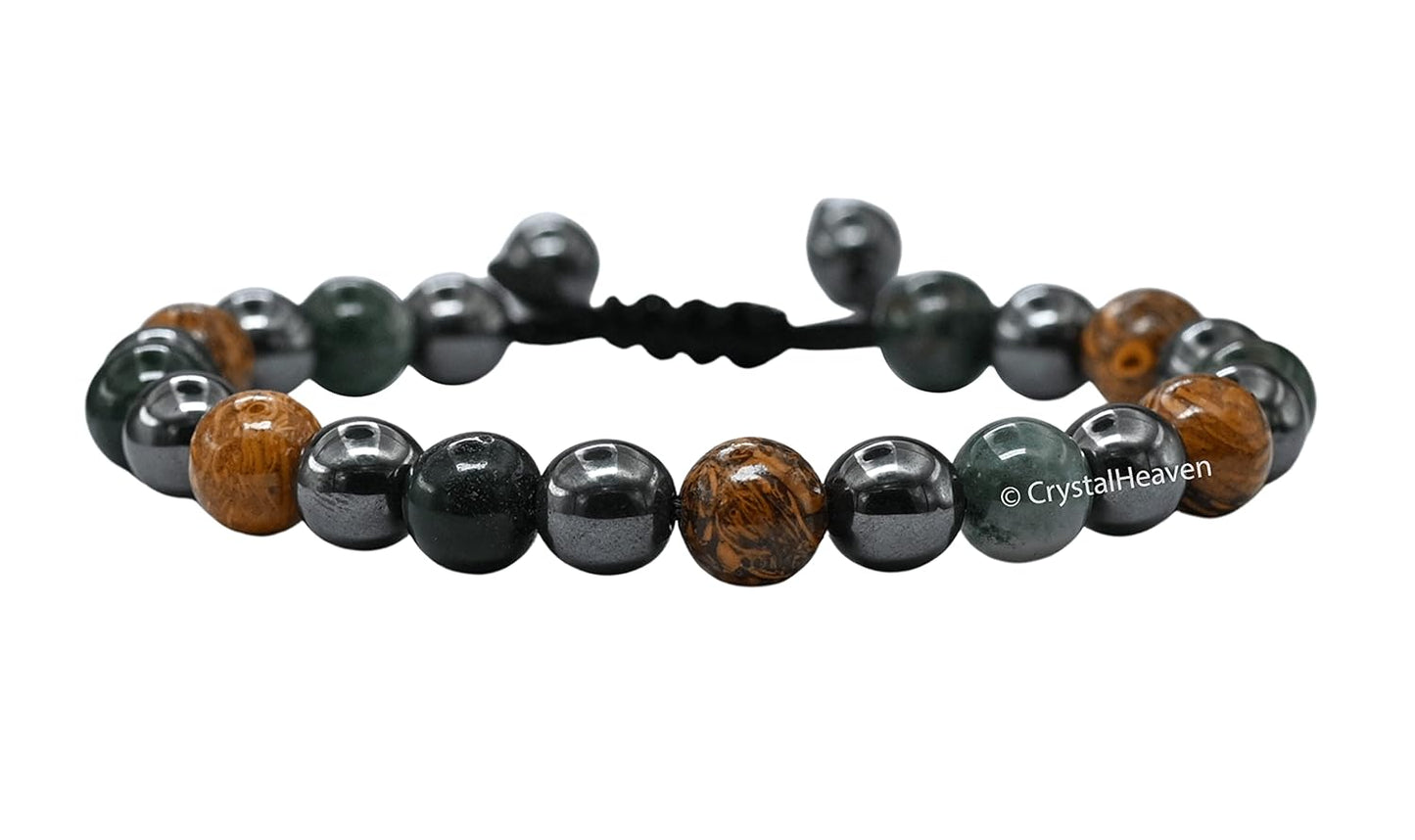 Total Protection Crystal Bracelet for Men Women - Tiger Eye, Black Obsidian, Hematite, Evil Eye Bracelet Set - Real Healing Stone Adjustable Bracelet