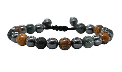 Total Protection Crystal Bracelet for Men Women - Tiger Eye, Black Obsidian, Hematite, Evil Eye Bracelet Set - Real Healing Stone Adjustable Bracelet