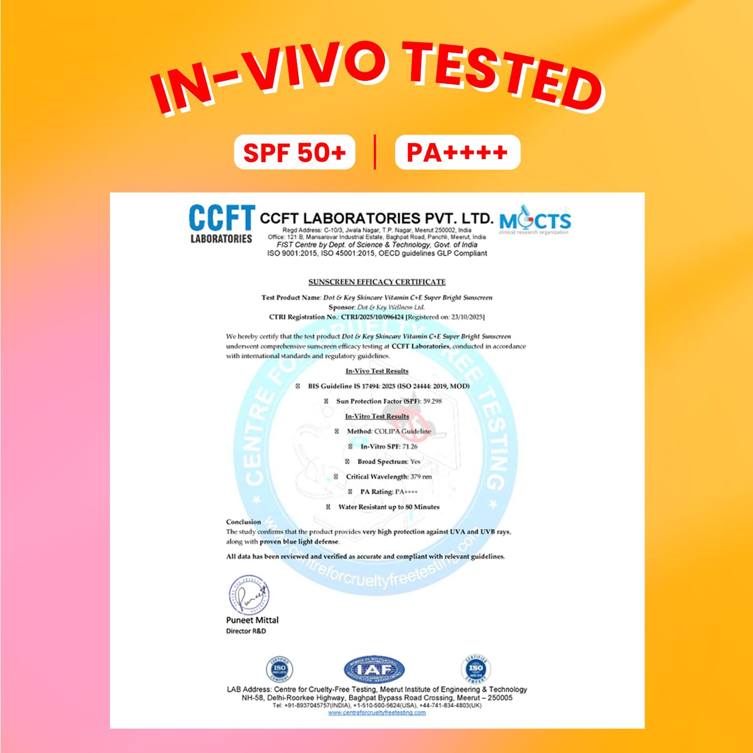 DOT & KEY Vitamin C + E Super Bright Sunscreen Spf 50 In-Vivo Tested | Water-Light,UVA/UVB & Blue Light Protection|For Even Toned & Glowing Skin|With Liquid Spf 50+++| No White Cast | For All Skin Types| 50G,Pack Of 1