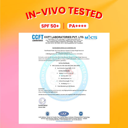DOT & KEY Vitamin C + E Super Bright Sunscreen Spf 50 In-Vivo Tested | Water-Light,UVA/UVB & Blue Light Protection|For Even Toned & Glowing Skin|With Liquid Spf 50+++| No White Cast | For All Skin Types| 50G,Pack Of 1