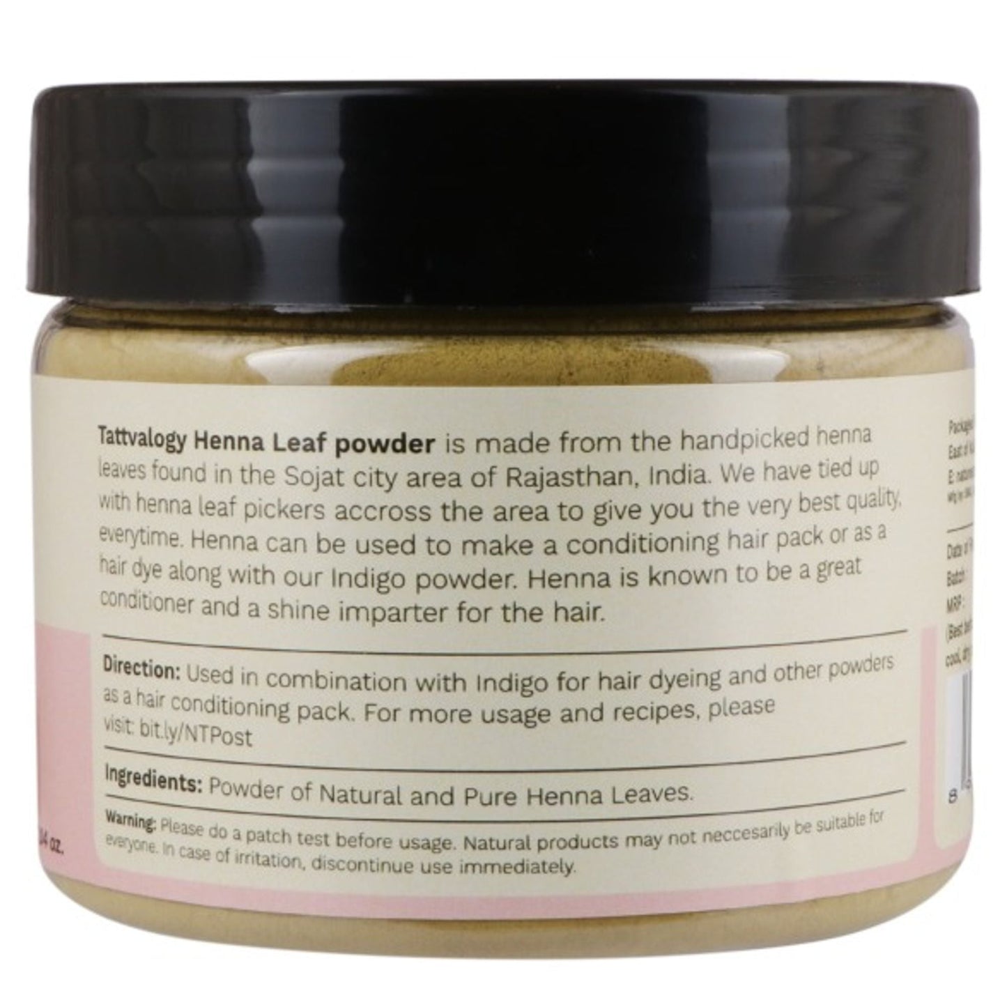 Tattvalogy Natural Henna Powder -From Rajasthan, Natural Hair Color & Conditioning for Healthy Hair