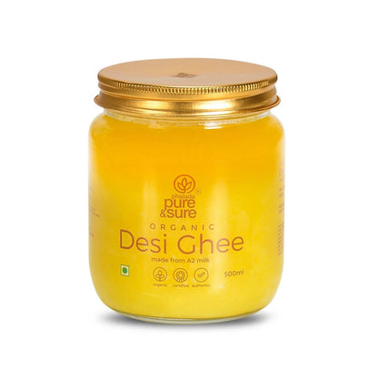 Pure & Sure Organic Desi Ghee | Fresh natutal cow ghee made by Bilona method (Curd Churned) with goodness of health