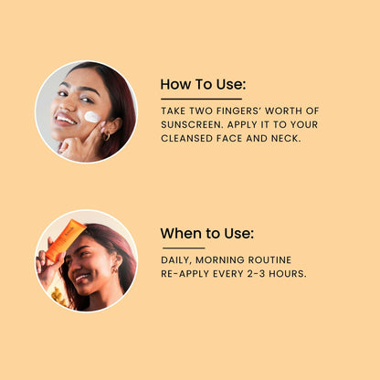 Foxtale Glow Sunscreen SPF 50 PA++++ Lightweight With Vitamin C And Niacinamide For a Dewy Glow, UVA And UVB Filters Prevents Tan