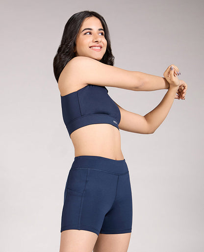 Kica High-Waisted Workout Booty Shorts Navy Blue