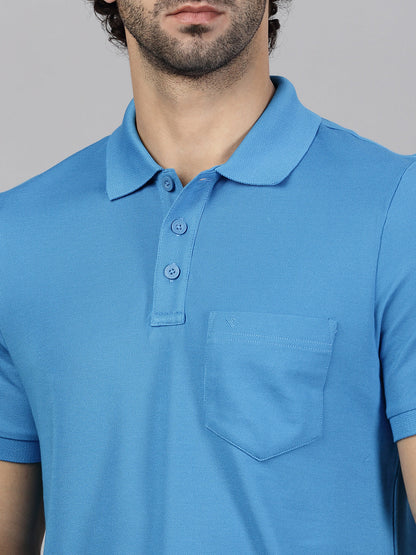 Men's Cotton Rich Pique Polo Biza Blue