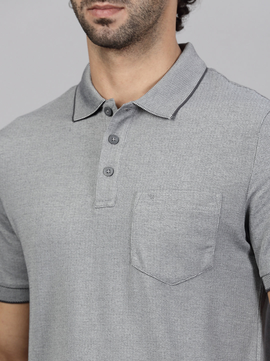 Men's Cotton Rich Pique Polo Heather Grey