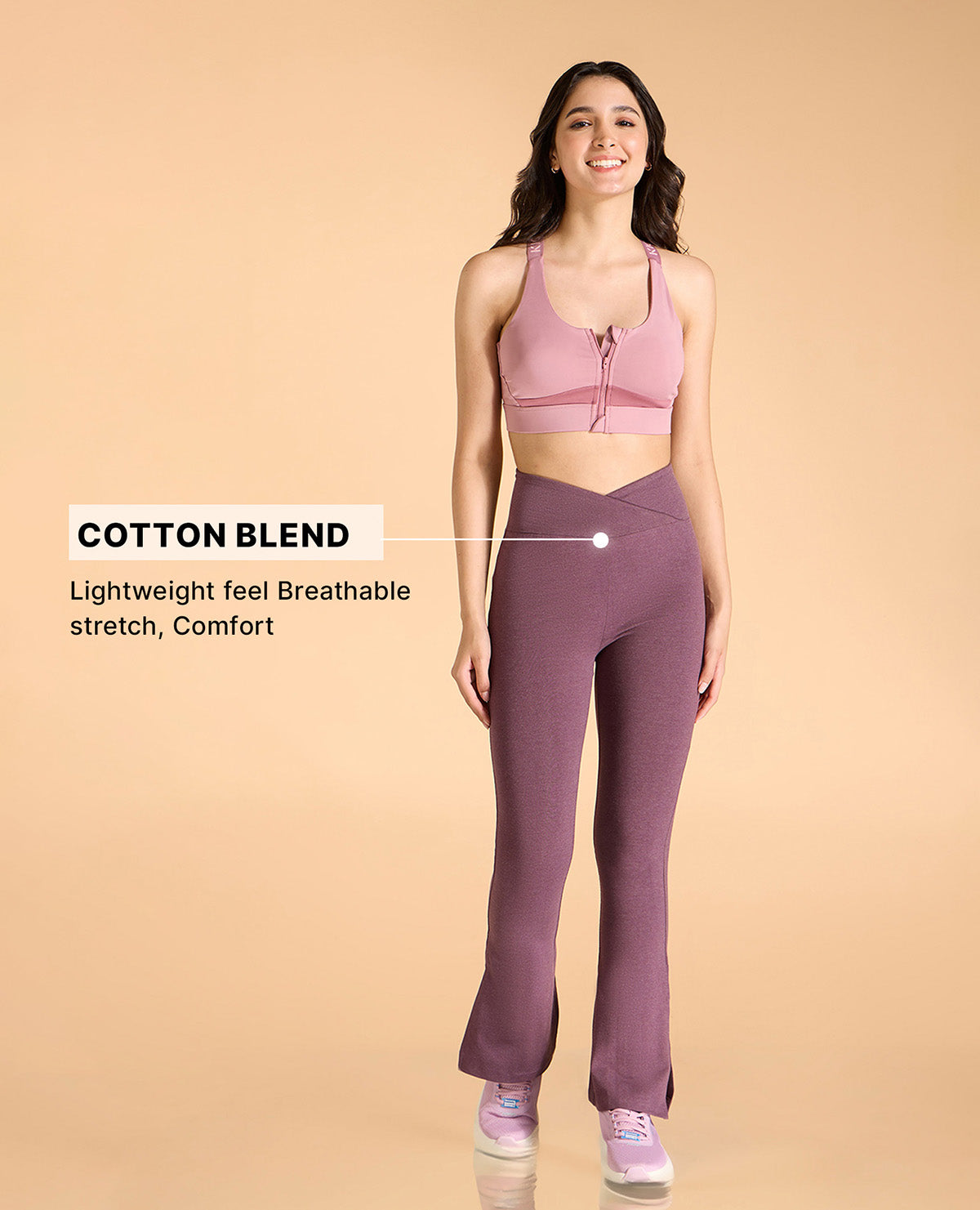 Kica Criss Cross Cotton Flare Comfort Pants Plum