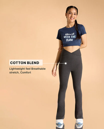 Kica Criss Cross Cotton Flare Comfort Pants Black