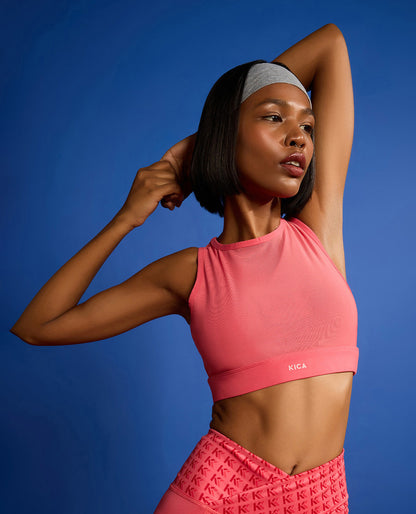 Kica Women High Impact & Full Coverage Mesh Sports Bra Apple