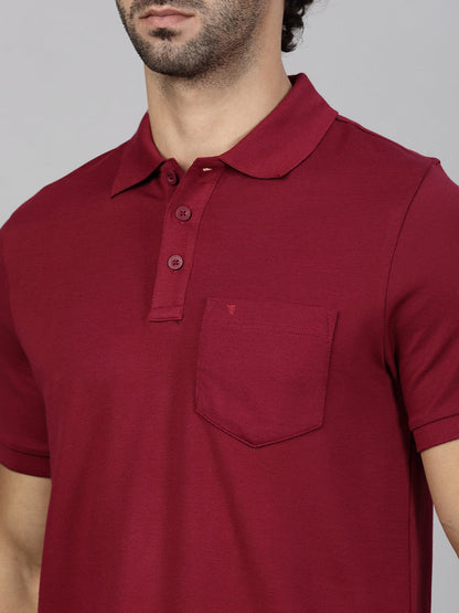 Men's Cotton Rich Pique Polo Maroon