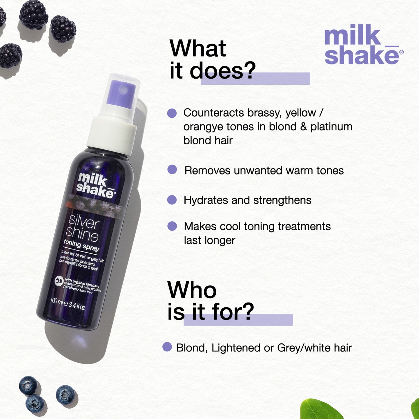Milkshake Silver Shine Toning Spray, Leave-In Conditioner