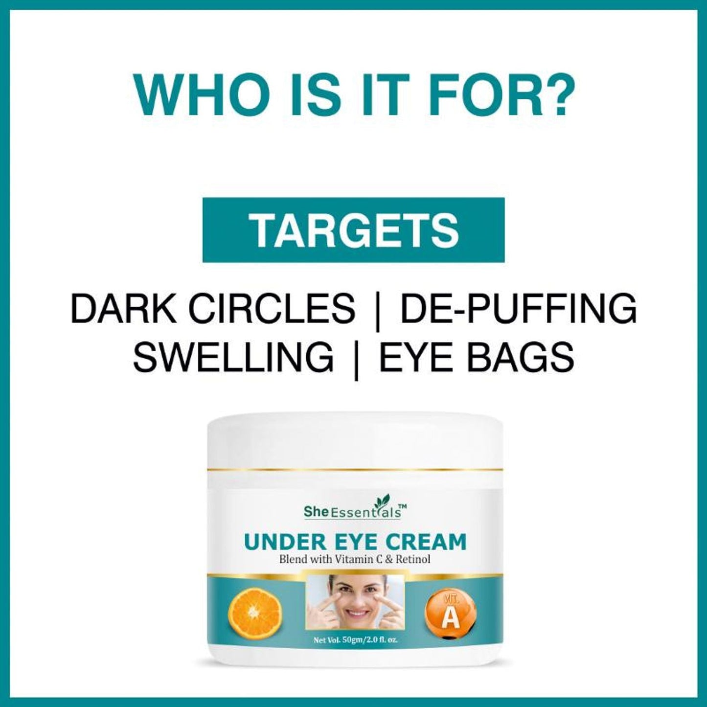 She Essentials Hydrating Natural Under Eye Cream With Vitamin C & Retinol