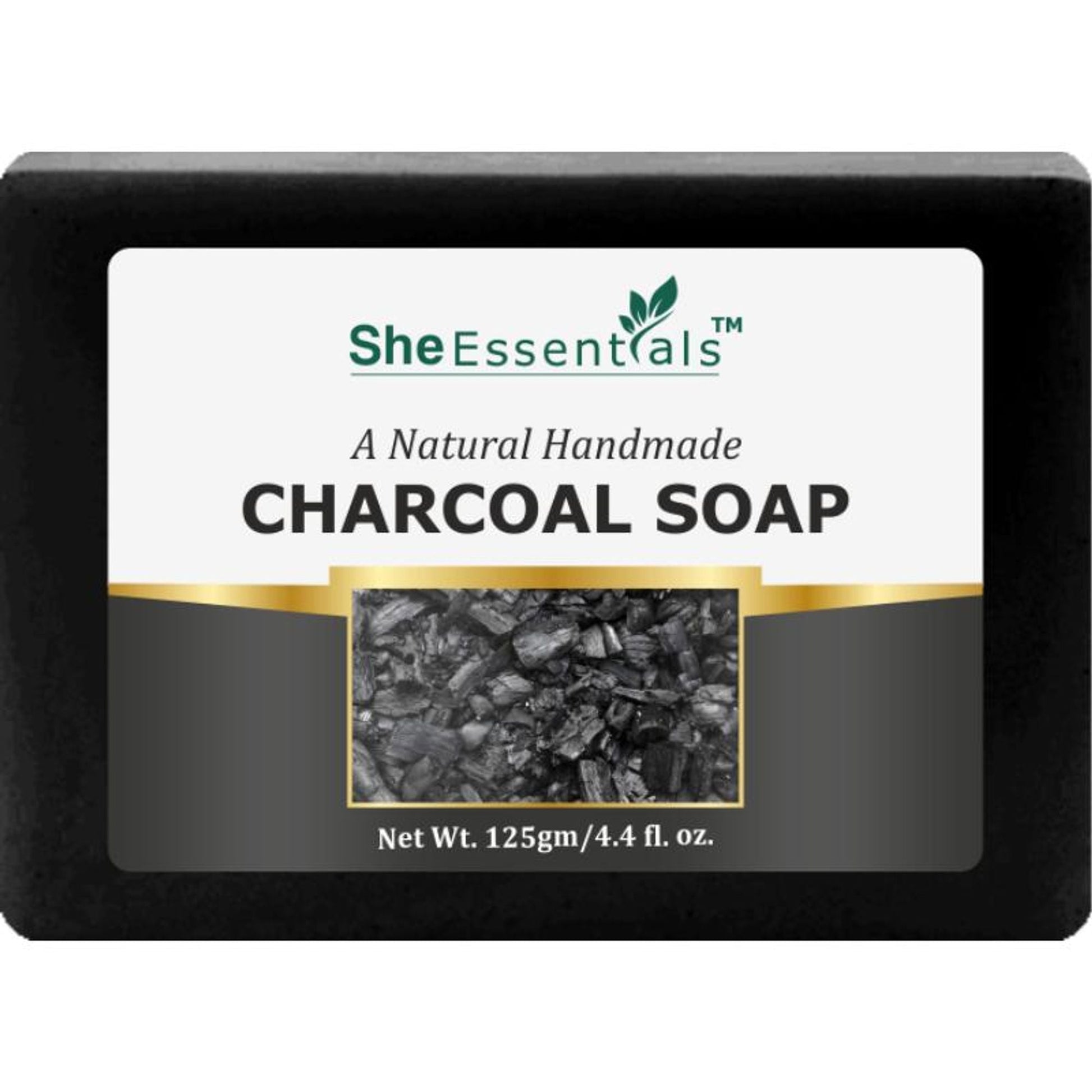 She Essentials Natural Handmade Charcoal Soap Deeply Cleanses An& Detoxifies